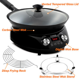 Nuwave Mosaic ergonomic handle stays cool during dynamic cooking.