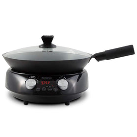 Nuwave Mosaic induction wok base with precise temperature control for fast, even heating.