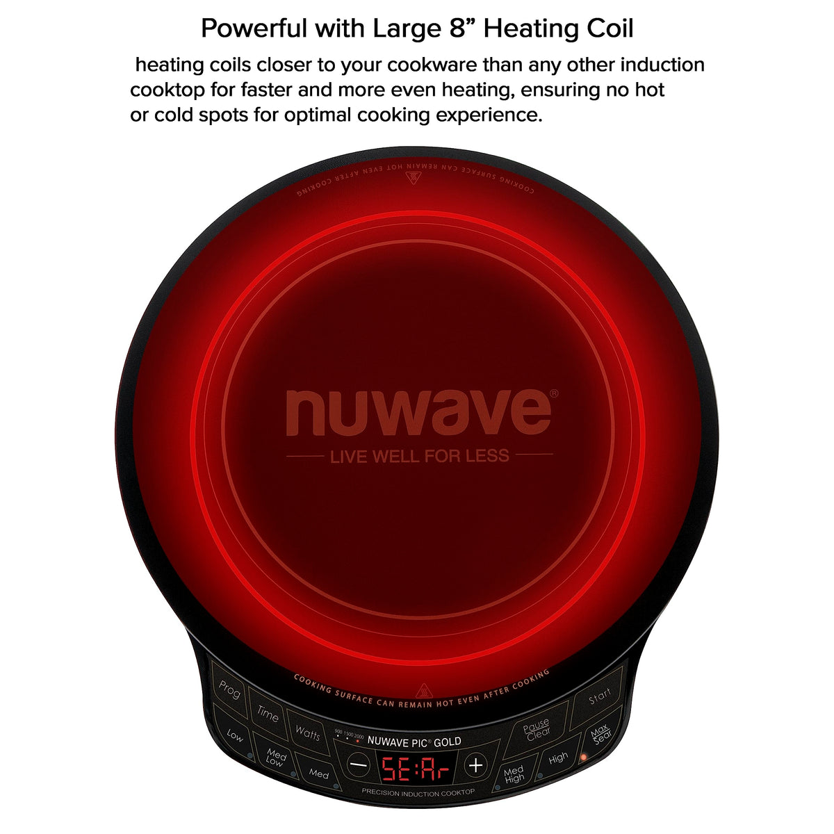 Nuwave Gold heating coil area for fast, even heating.