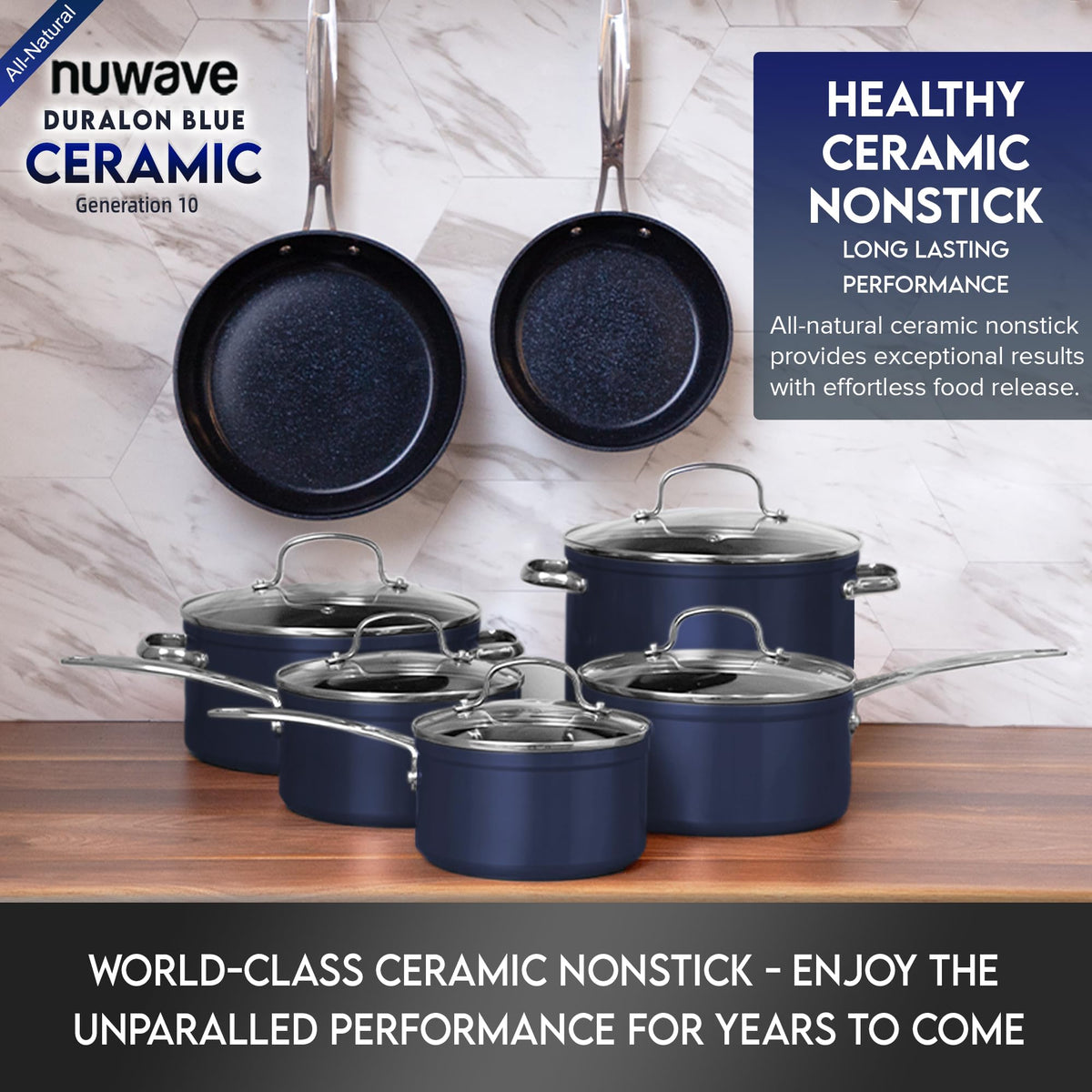 Nuwave Tempered glass lids with stay-cool handles for safe monitoring.