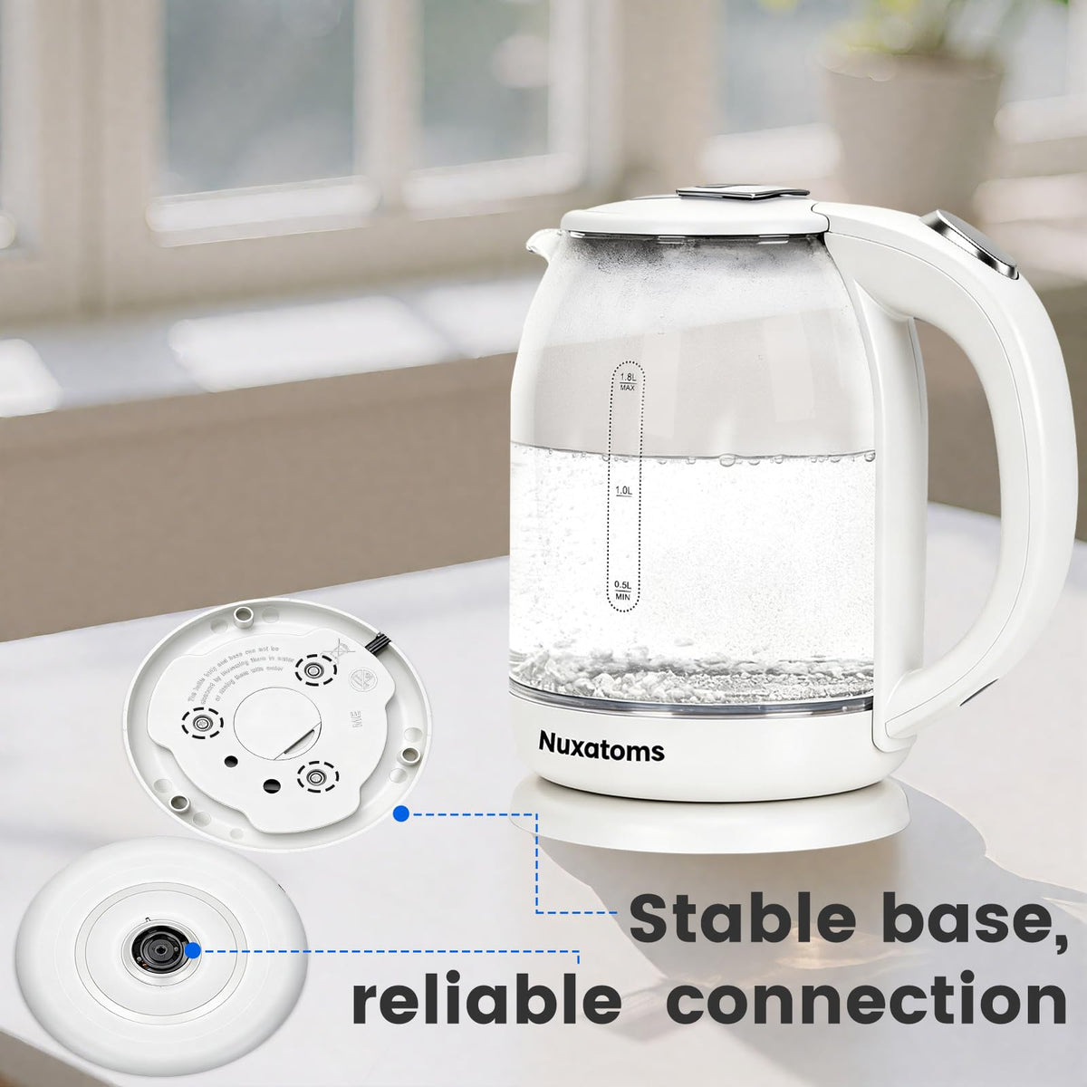 Nuxatoms blue LED indicator highlights active heating.