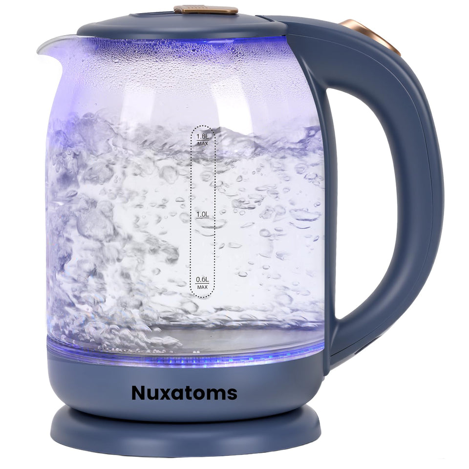Nuxatoms glass electric kettle with visual boiling for precise brewing