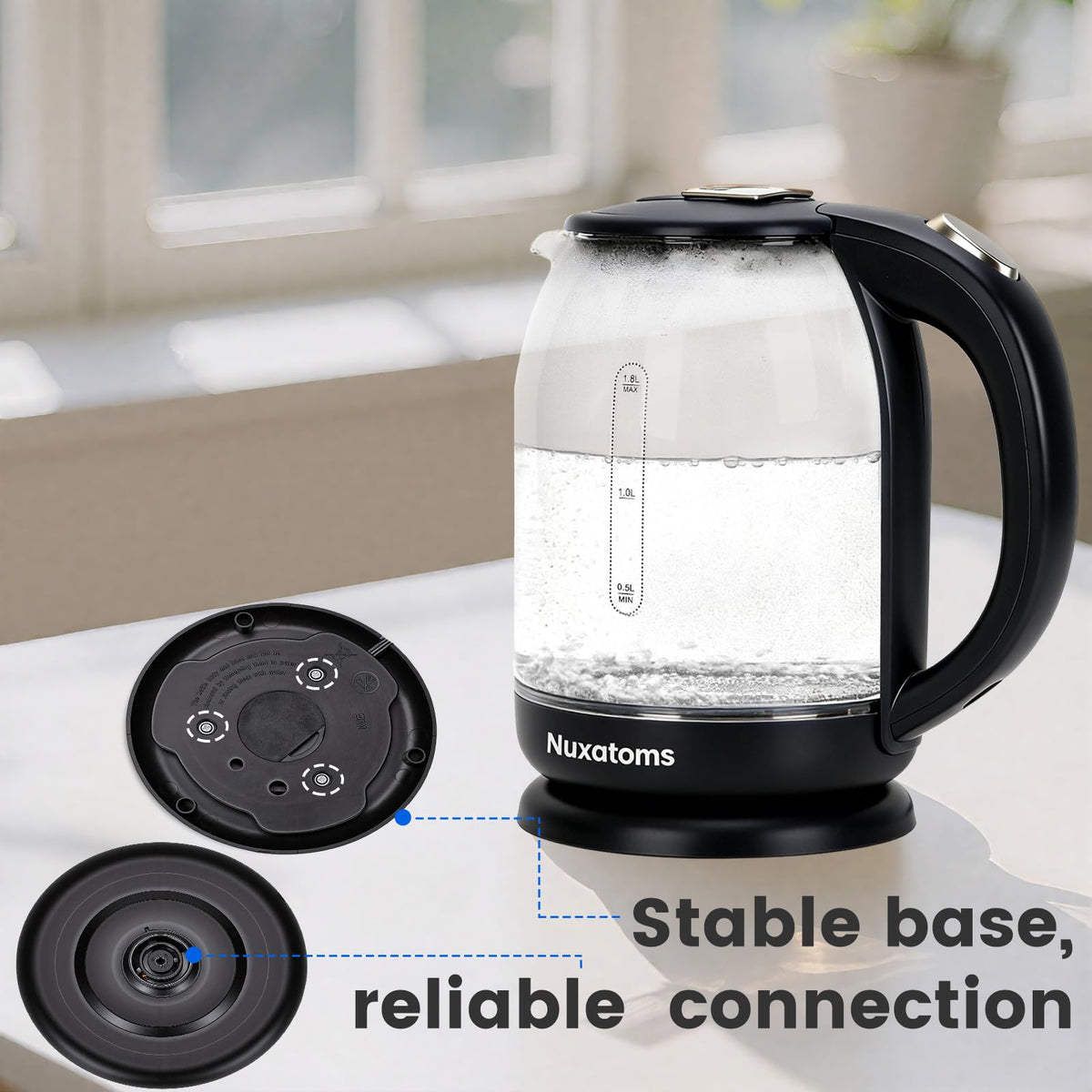 Nuxatoms borosilicate glass window for clear visual boiling monitoring