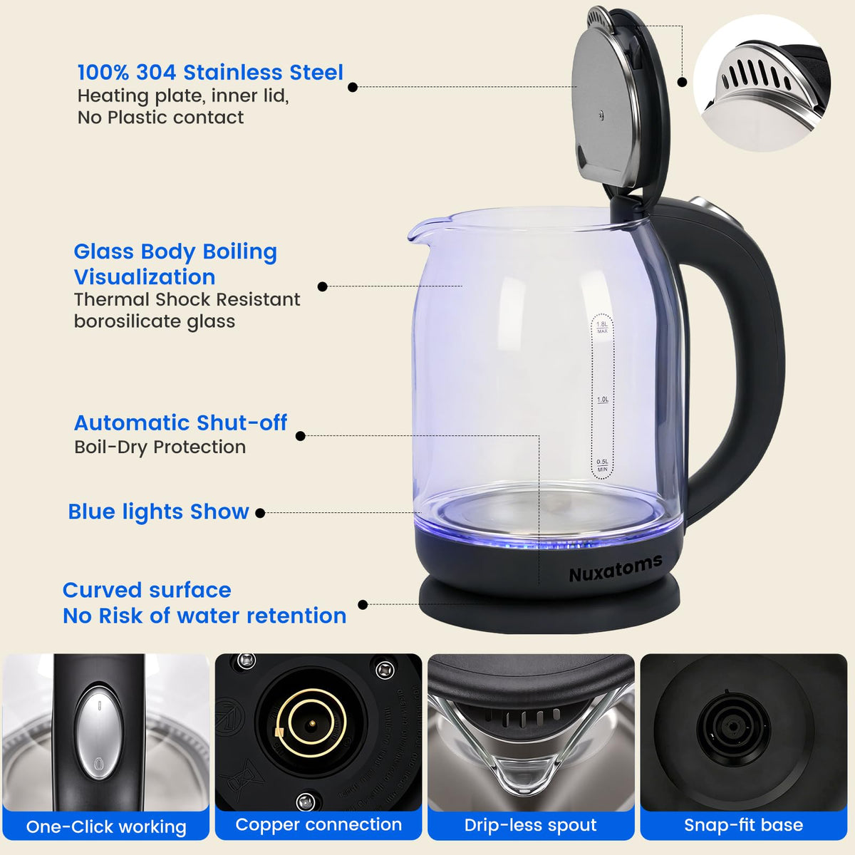 Nuxatoms precision pour spout delivers controlled pouring every time