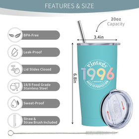 NVFCC 30th birthday tumbler stainless steel body offers durability and temperature retention