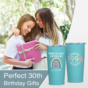 NVFCC 30th birthday tumbler with clear lid lets you monitor beverage level