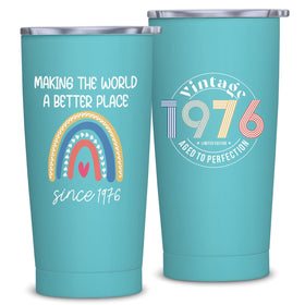 NVFCC Happy 50th tumbler front view, vintage-inspired design for 50th celebrations.