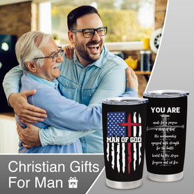 NVFCC Inspirational gifts for men, verse-inside tumbler for daily motivation.