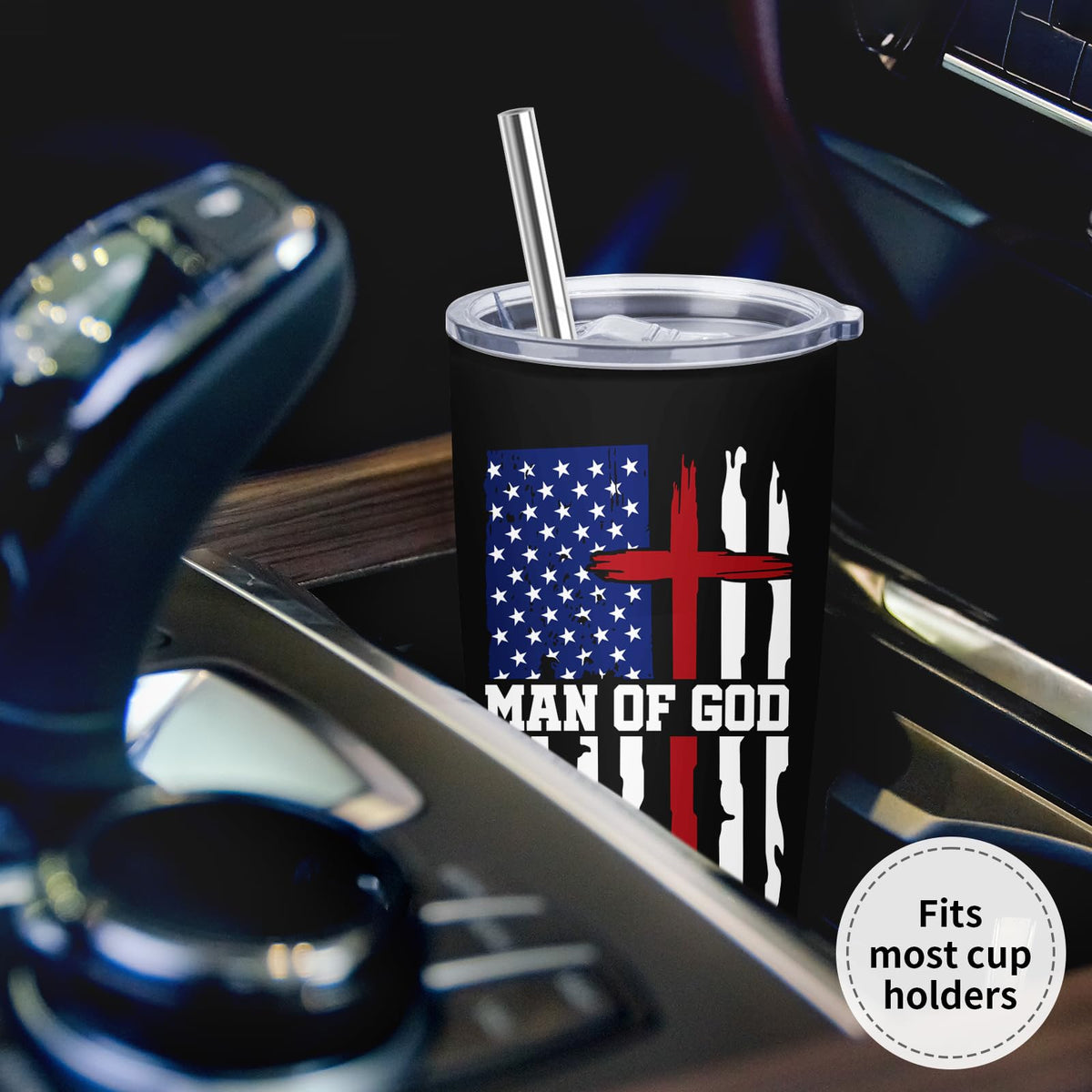 NVFCC Portable coffee tumbler fits most car cup holders for easy transport.