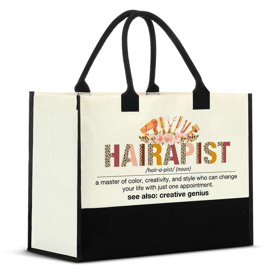 Nvhai Hairstylist Tote front view highlights durable canvas for daily use.