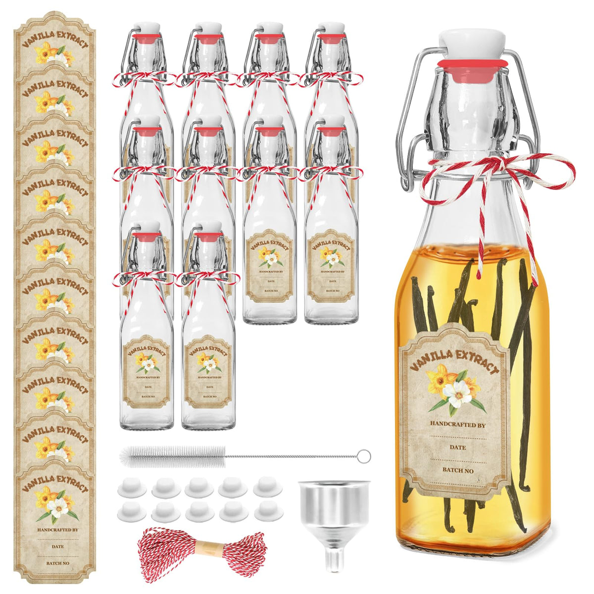 NVioAsport vanilla bottle 8oz in clear glass keeps flavors visible and fresh.