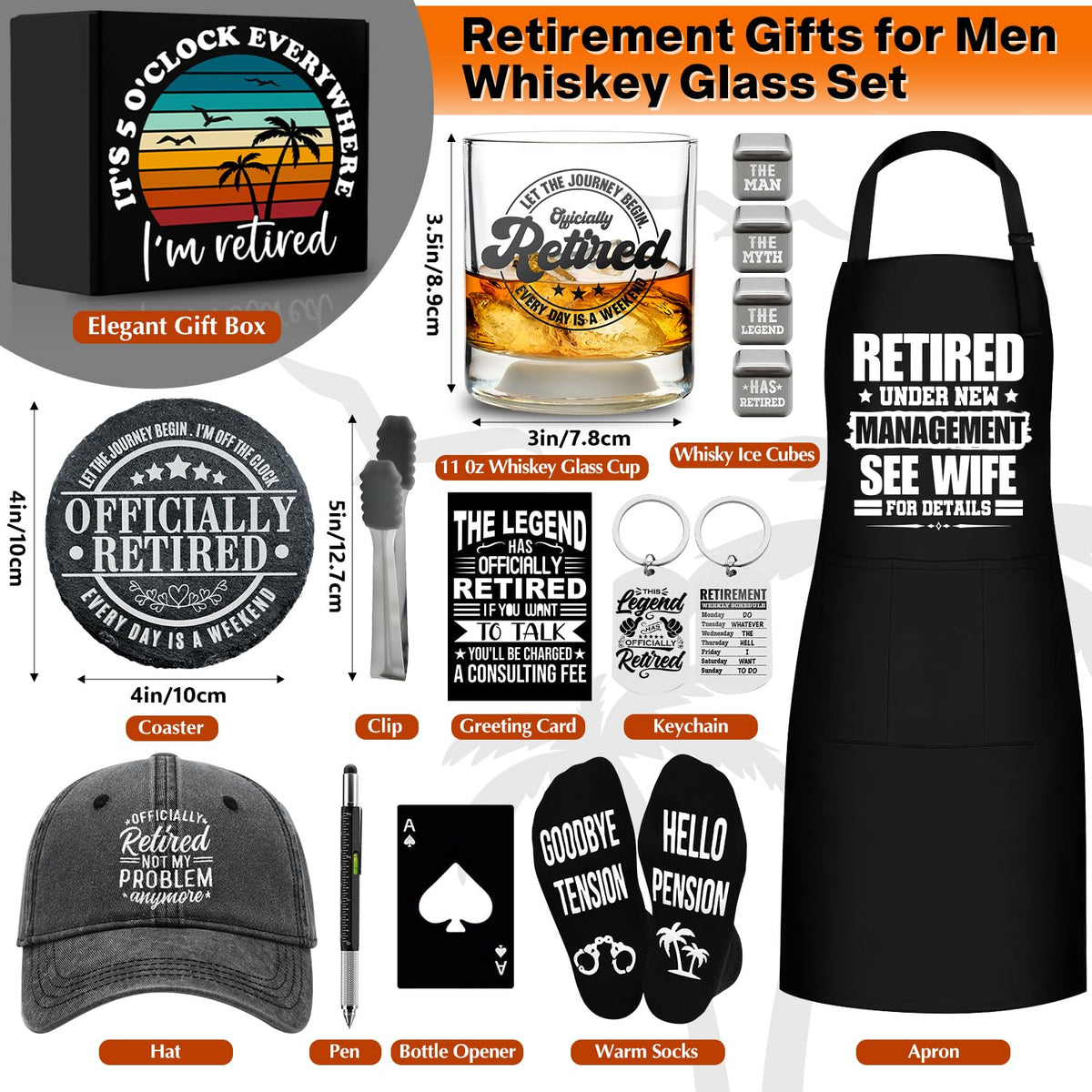 NVTROVI retirement cap and slate coaster set for stylish gatherings