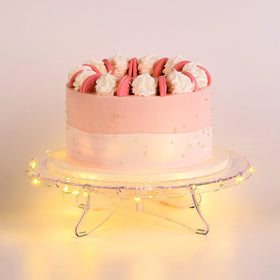 NWK 12-inch lighted cake stand with lace pattern for elegant cake display.