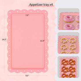 NWK rectangular appetizer plates 14.5x9.5 inch ideal for fruits, donuts, and bites.