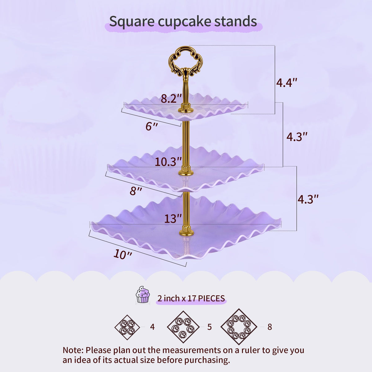 NWK cake stand set purple appetizer trays organized for fruits, pastries, and bites