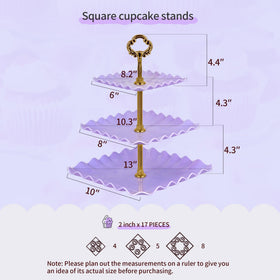 NWK cake stand set purple appetizer trays organized for fruits, pastries, and bites