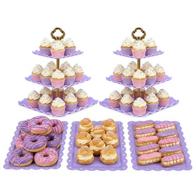NWK cake stand set purple cupcake stands display desserts elegantly and hold multiple cupcakes
