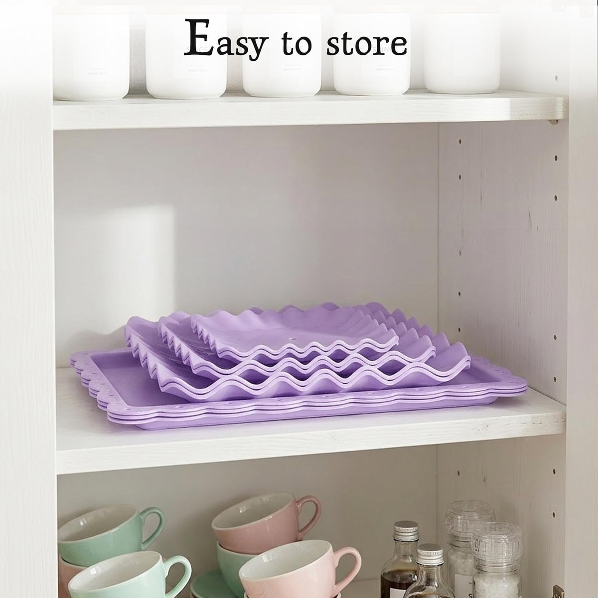 NWK cake stand set purple dishwasher-safe plates simplify cleanup after entertaining