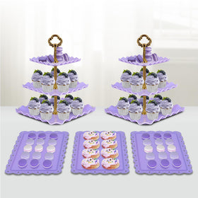 NWK cake stand set purple easy assembly for quick party setup