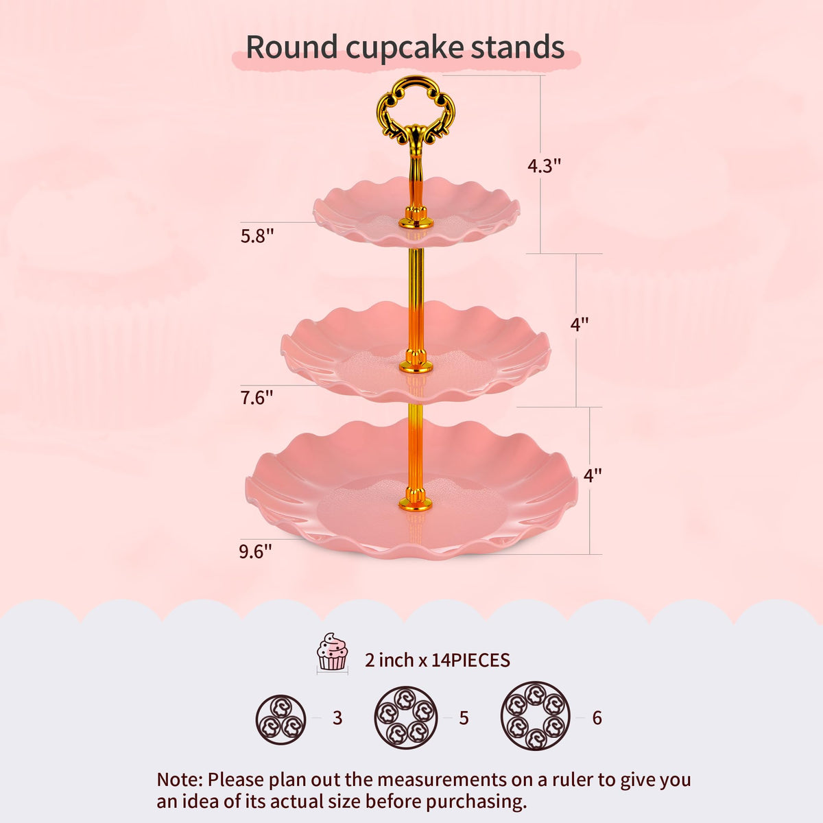 NWK cake stand set three-tier 5-8 inch elevates cupcakes with dramatic height.