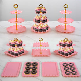 NWK cake stand set two-tier 13-inch showcases desserts with modern geometry.