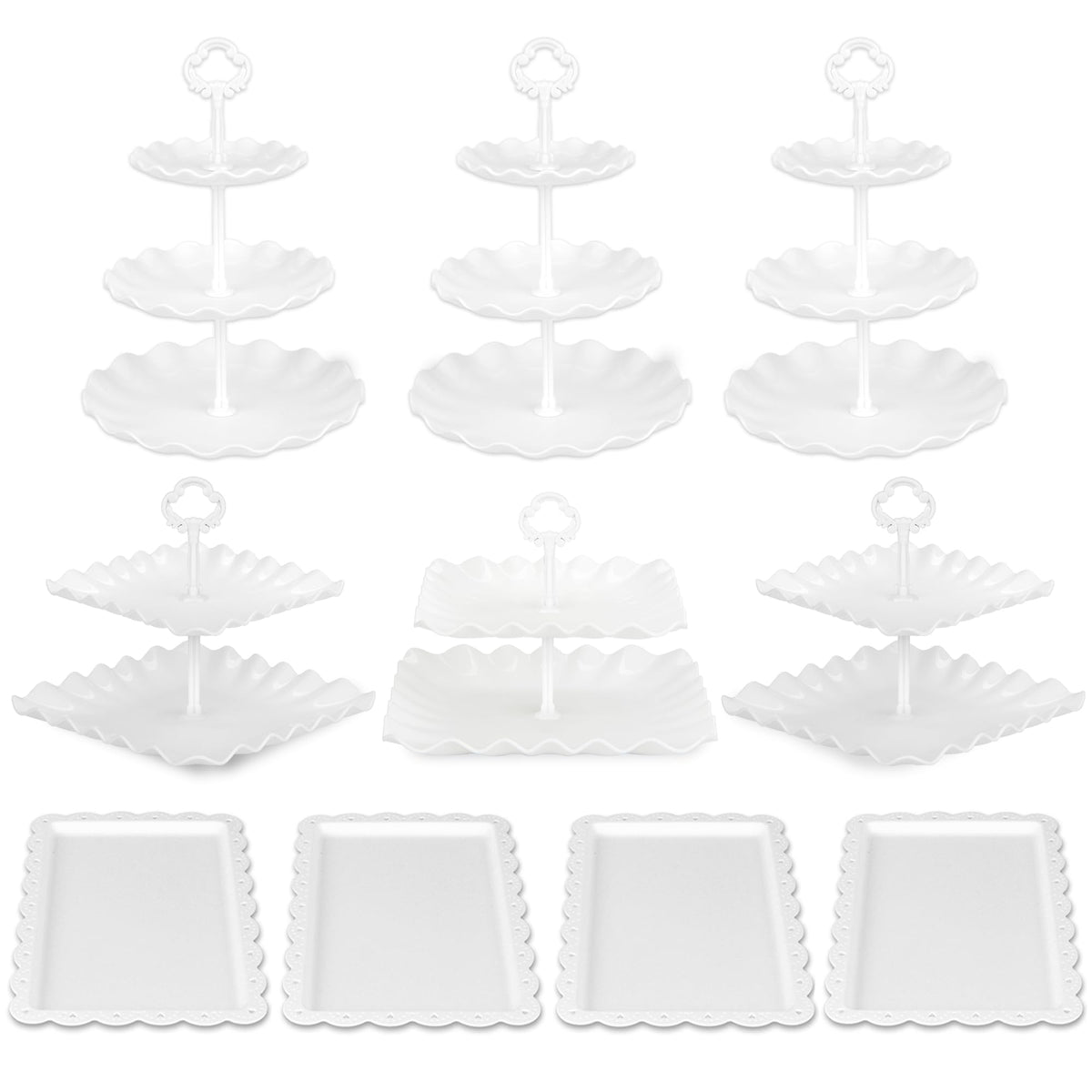 NWK lightweight dessert stands designed for easy transport and reuse.