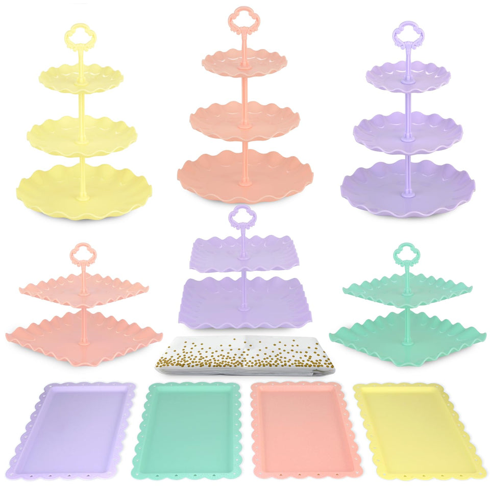NWK Cake Stand Set three-tier display showcasing elegant party desserts