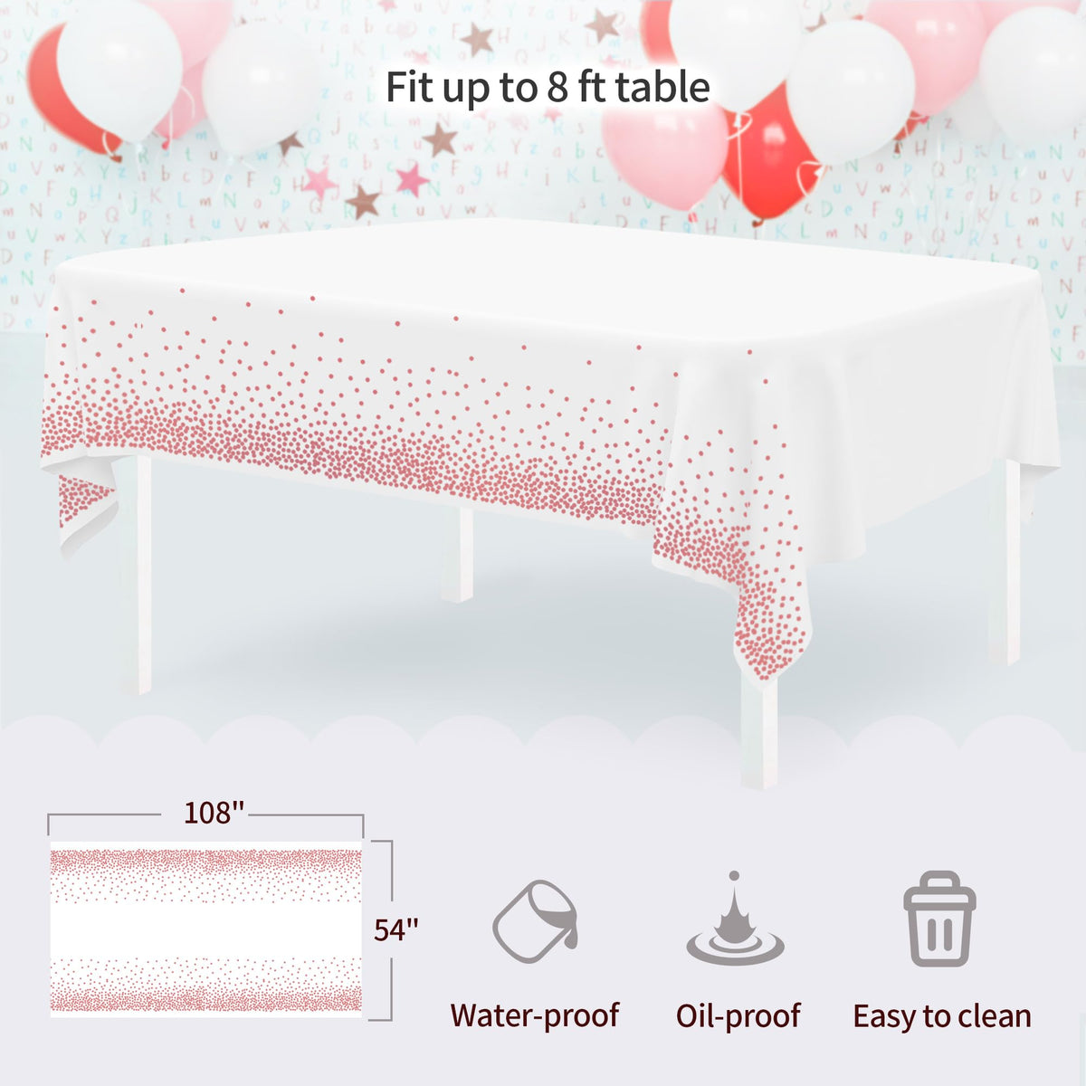 NWK tablecloth waterproof and oil-proof protects tables up to 8 feet.