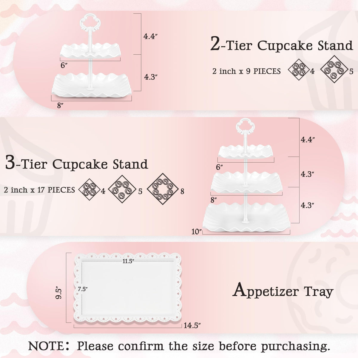 NWK three-tier cupcake stand close-up showing sturdy thick plastic