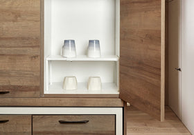 Nxconsu cabinet shelf edge-free top emphasizes maximum surface usable space.