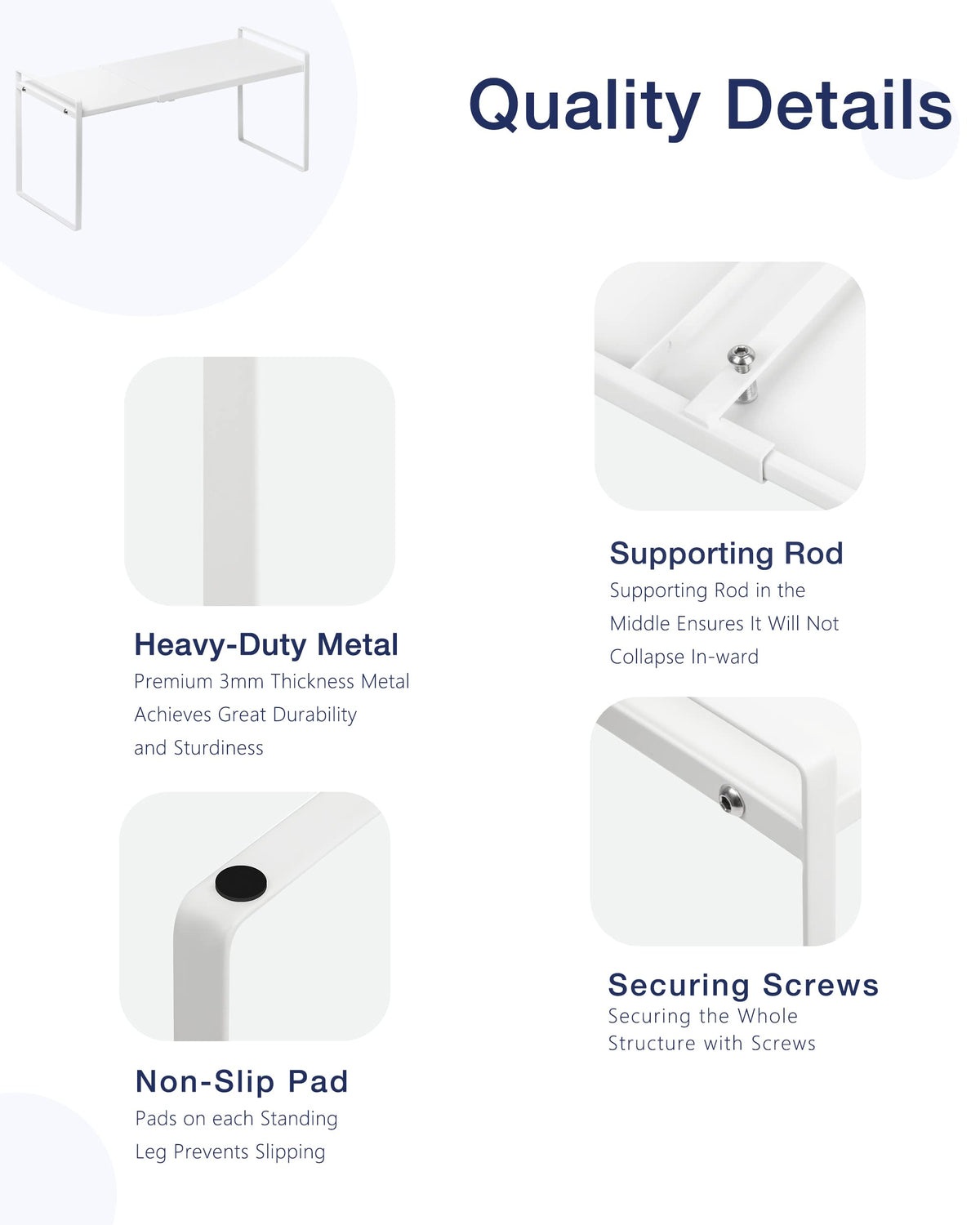 Nxconsu heavy-duty metal frame supports durable countertop and cabinet use.
