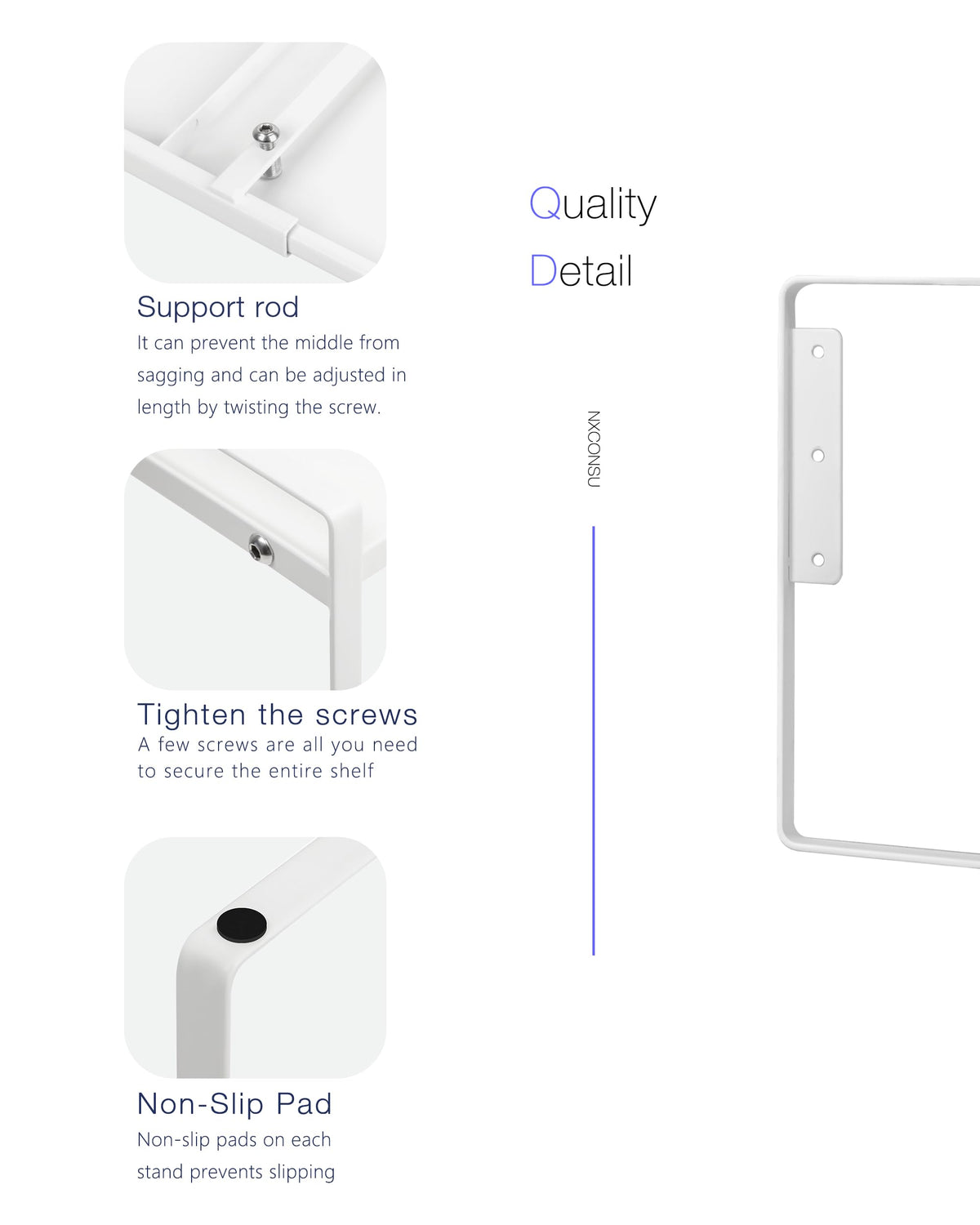 Nxconsu heavy-duty metal frame supports sturdy, long-lasting organization.