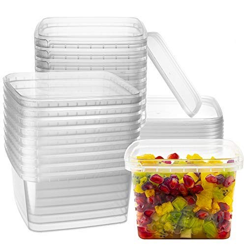 NYHI 16oz deli container with airtight square lids for leak-free storage.