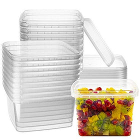 NYHI 16oz deli container with airtight square lids for leak-free storage.