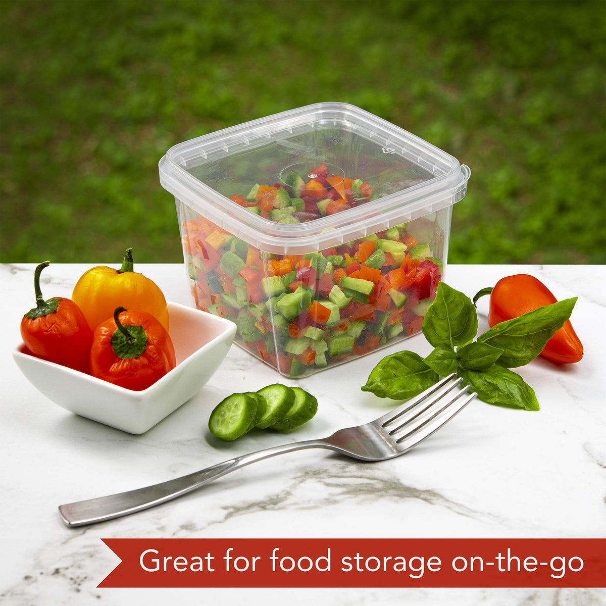 NYHI stackable deli containers optimize cabinet space and organization.
