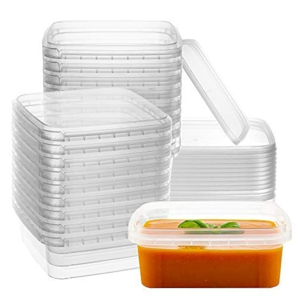 NYHI 8 oz square deli container with lid for fresh meal prep and storage.