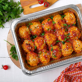 NYHI half-size aluminum pans for convenient bake-and-serve catering.