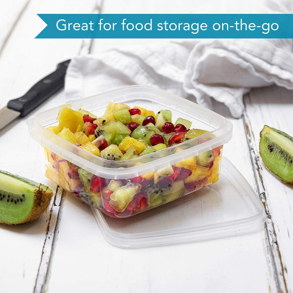 NYHI stackable food containers save space in fridge or cabinet.