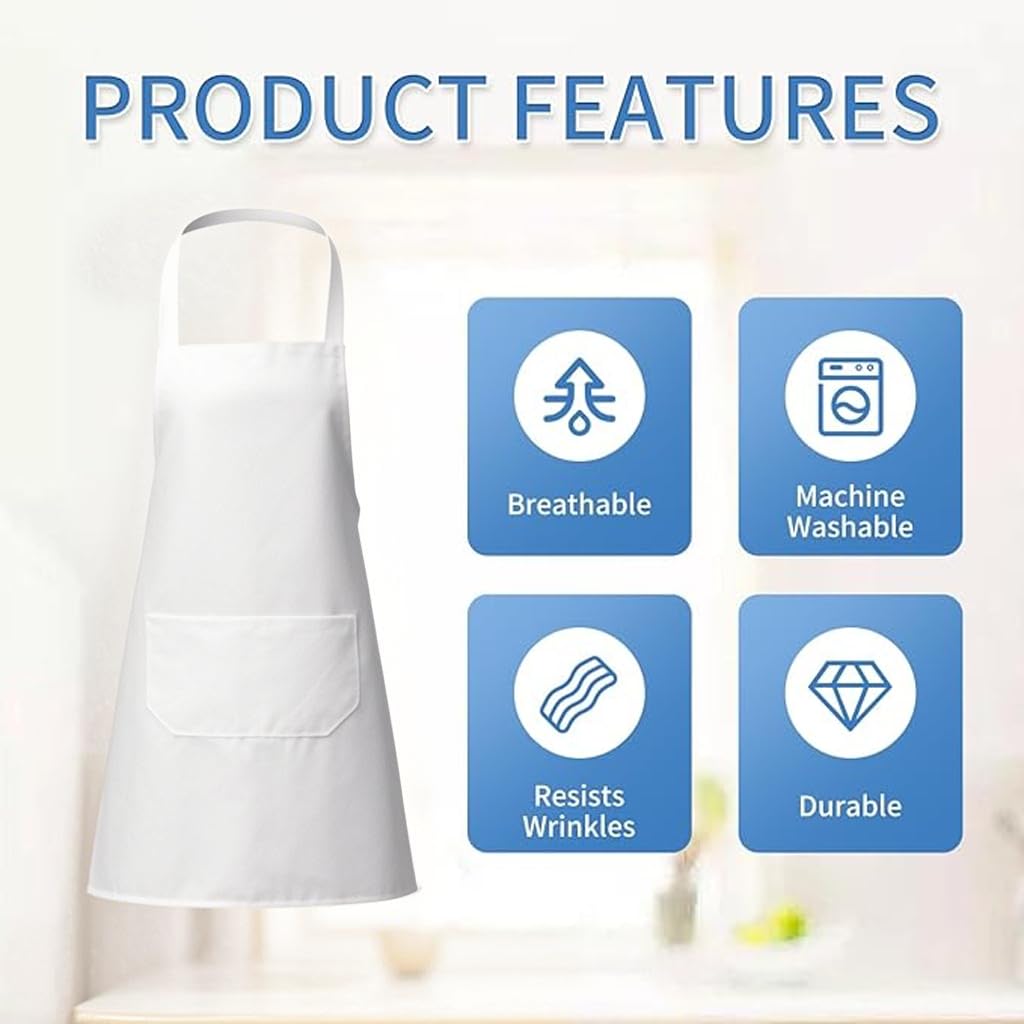 Nymmoata bulk-pack white aprons for commercial kitchens and events.