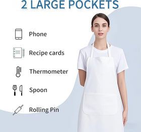 Nymmoata white apron ideal for chefs in busy kitchens.