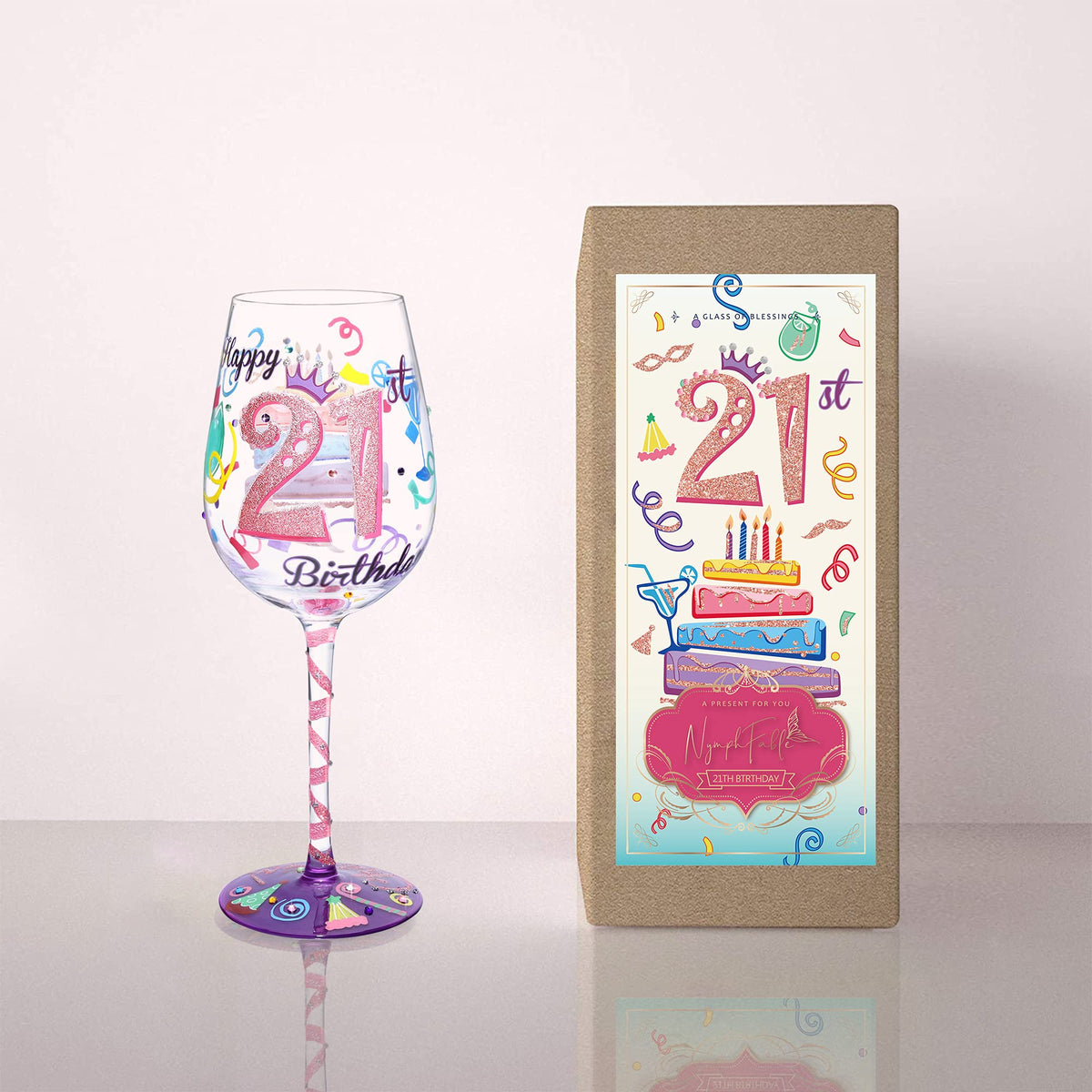 NymphFable hand-painted rhinestones add sparkle to the glass