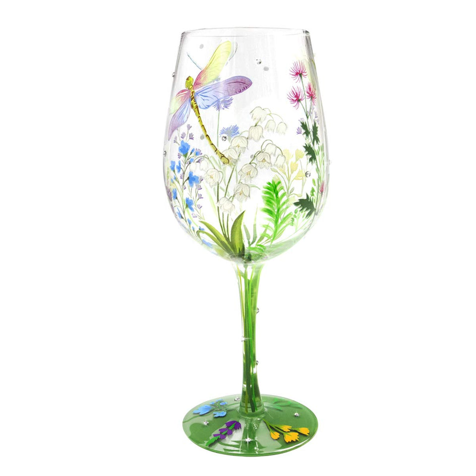 NymphFable hand-painted wine glass with dragonfly, ideal for celebrations