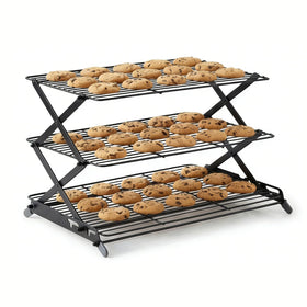 NZJWZS 3-tier cooling rack with open-wire design for fast airflow.