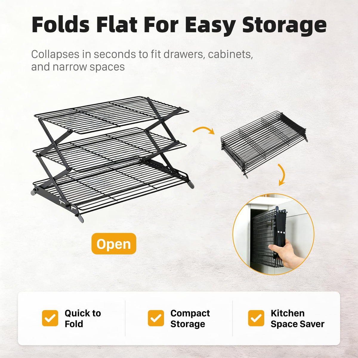 NZJWZS space-saving rack keeps countertops organized during baking.
