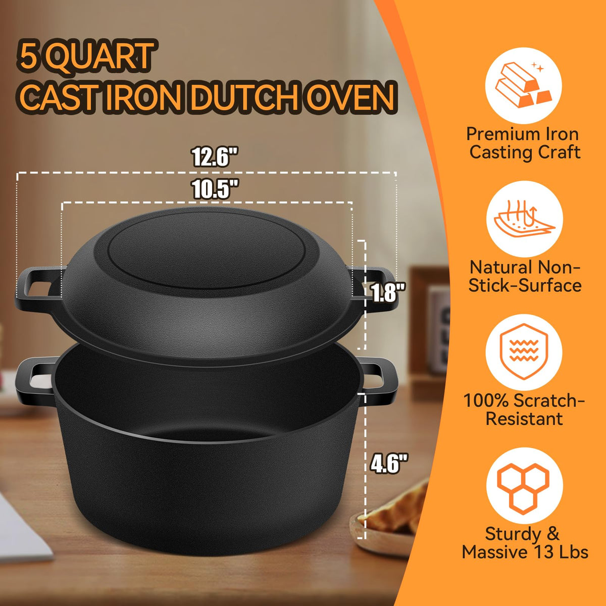 NZQXJXZ dutch oven lid-to-skillet transformation enabling versatile cooking.