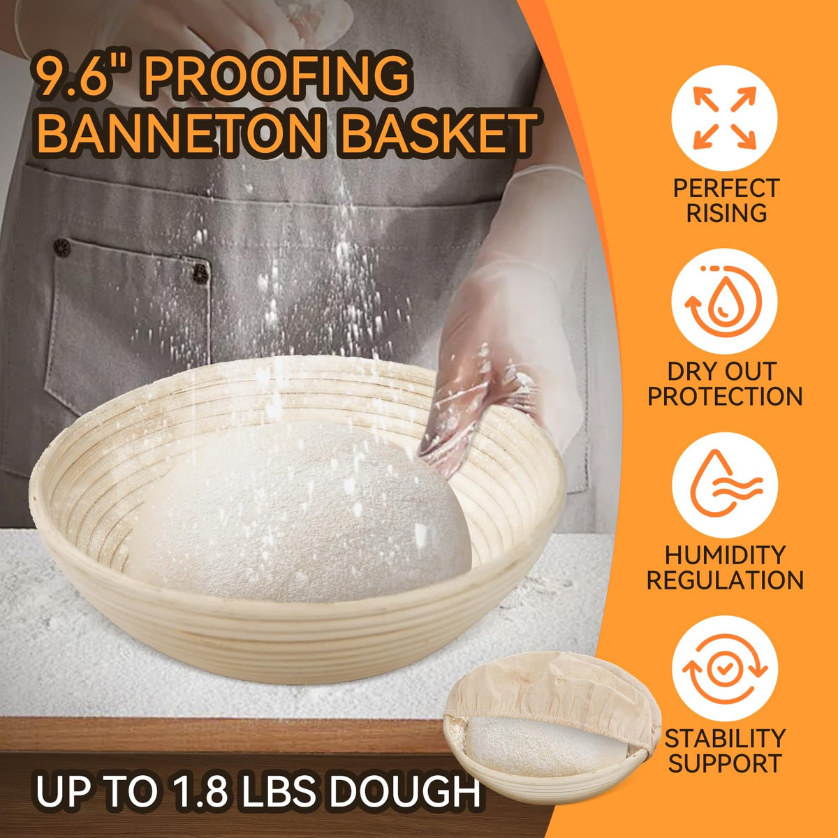 NZQXJXZ sourdough proofing basket shown for steady rise.