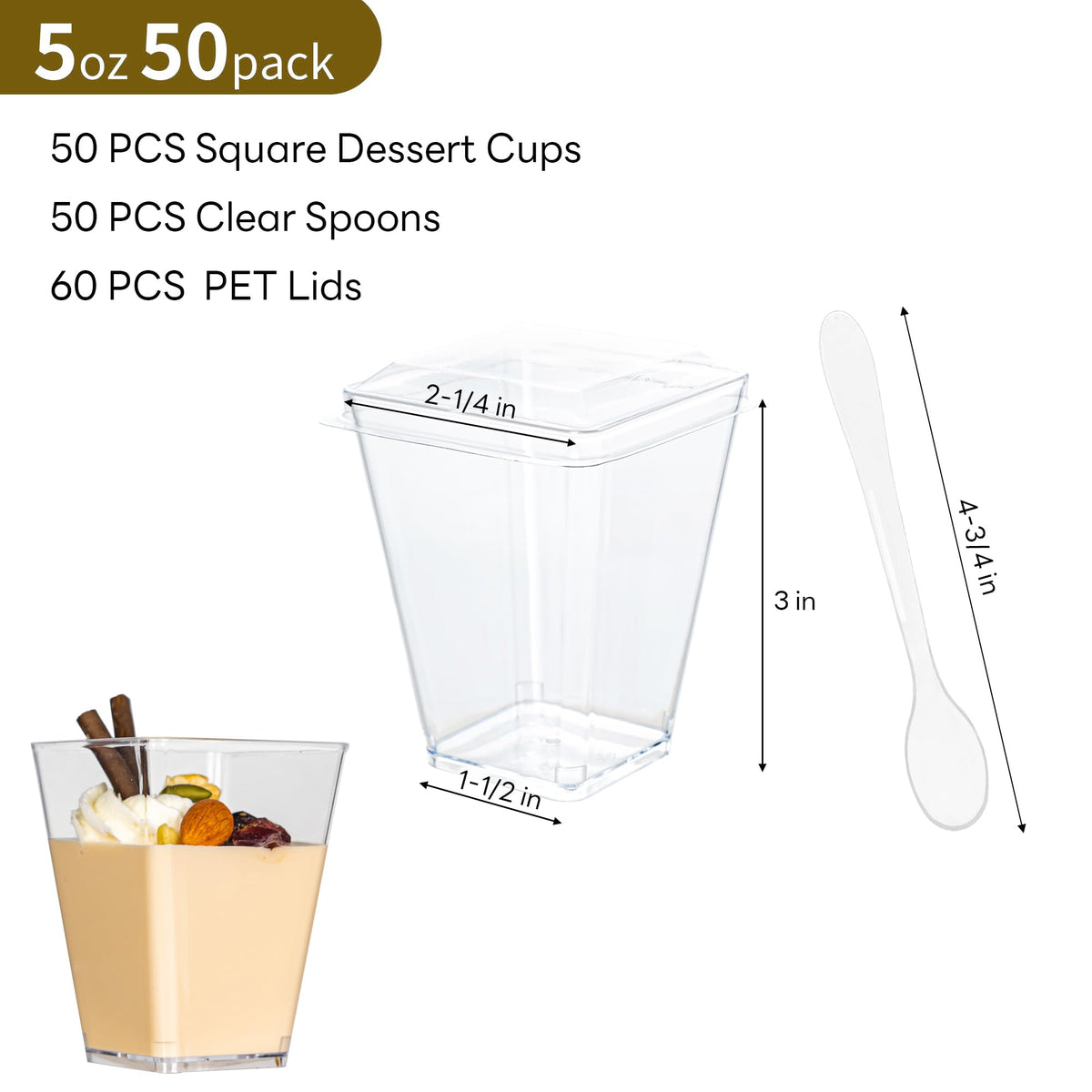 NZVCN 50-pack mini dessert cups with spoons for easy service