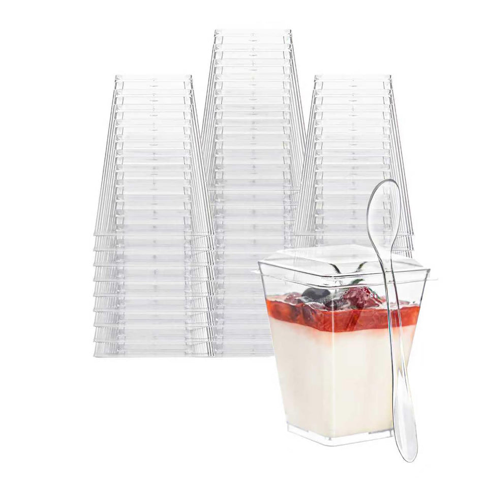 NZVCN clear square dessert cups with lids for elegant party servings