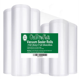 O2frepak 6Pack 8x20 rolls close-up for versatile sealing and bulk prep.