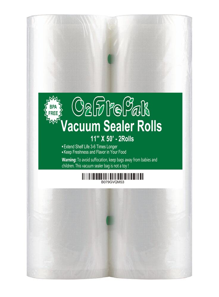 O2frepak vacuum sealer bags roll 11x50, 100ft total, ideal for long-term storage